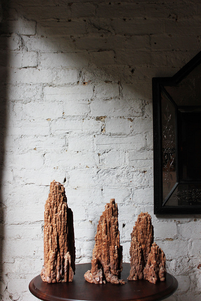 A Beautiful Group of Three Graduated Aragonite Scholar's Rocks