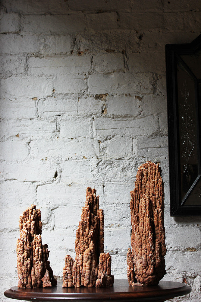 A Beautiful Group of Three Graduated Aragonite Scholar's Rocks