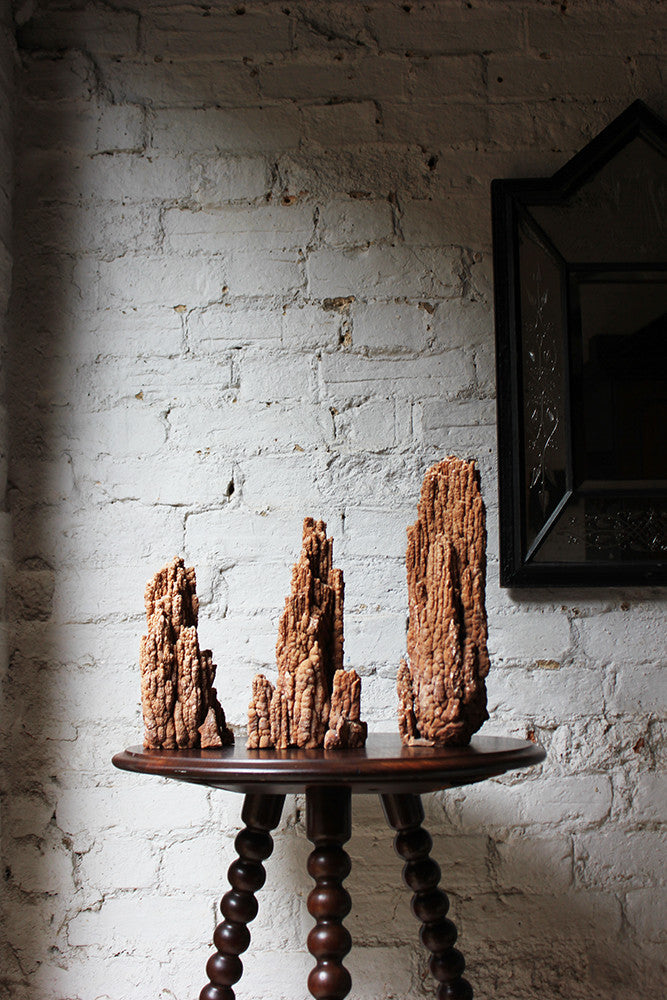 A Beautiful Group of Three Graduated Aragonite Scholar's Rocks