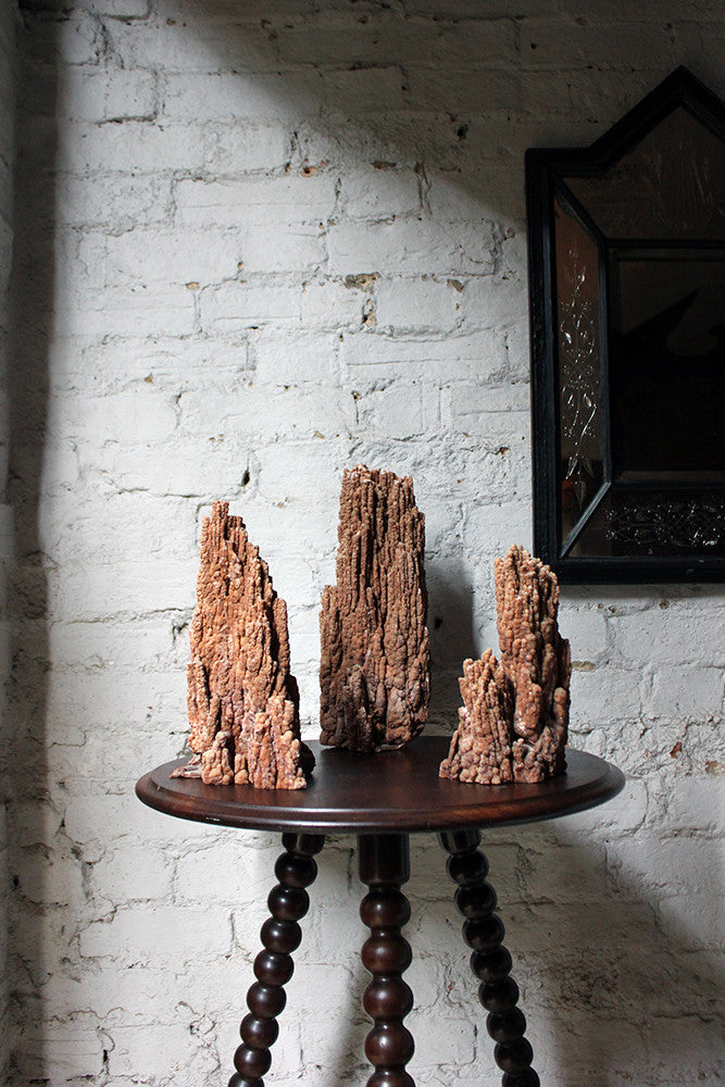 A Beautiful Group of Three Graduated Aragonite Scholar's Rocks
