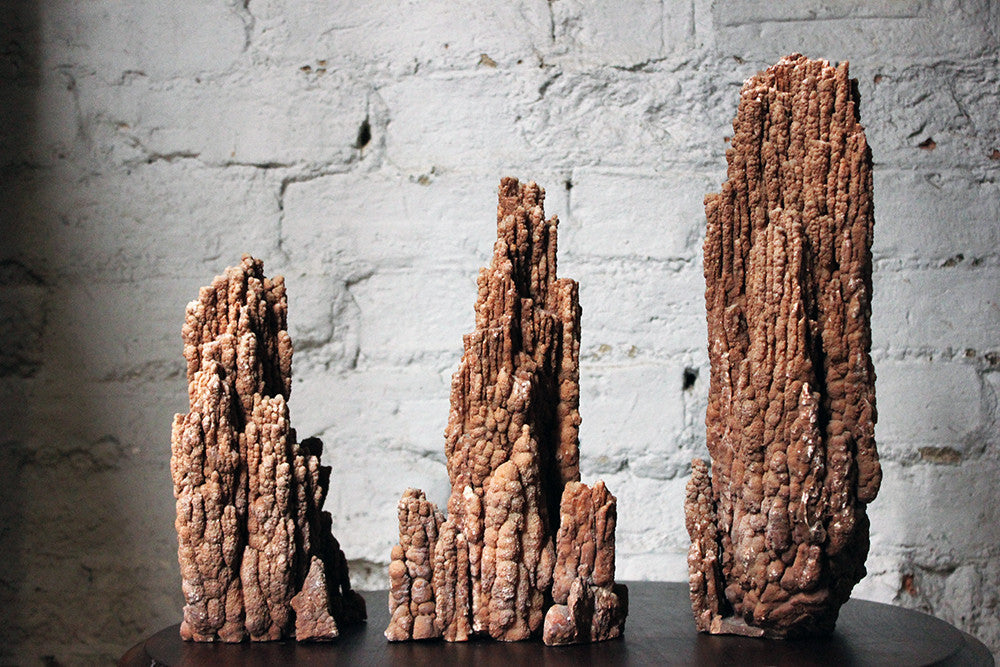 A Beautiful Group of Three Graduated Aragonite Scholar's Rocks
