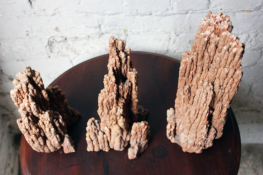 A Beautiful Group of Three Graduated Aragonite Scholar's Rocks