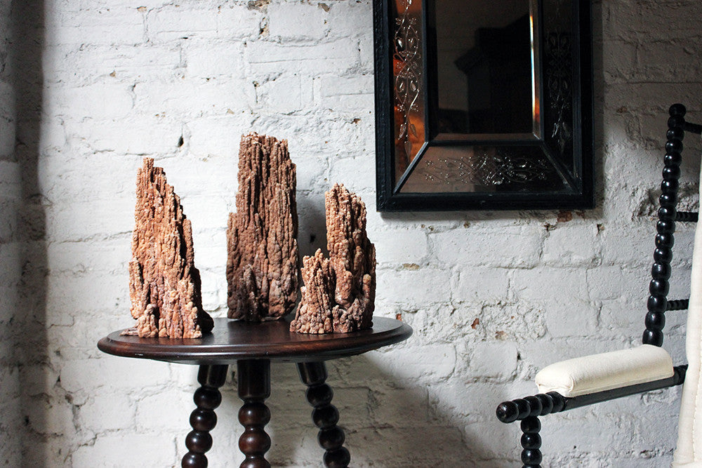 A Beautiful Group of Three Graduated Aragonite Scholar's Rocks