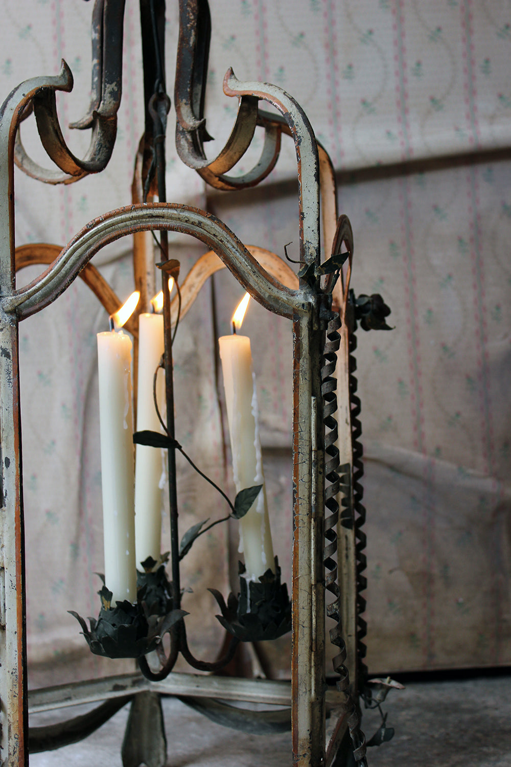 A Glorious Early 19thC French Tôle Peinte Hexagonal Hall Lantern c.1810