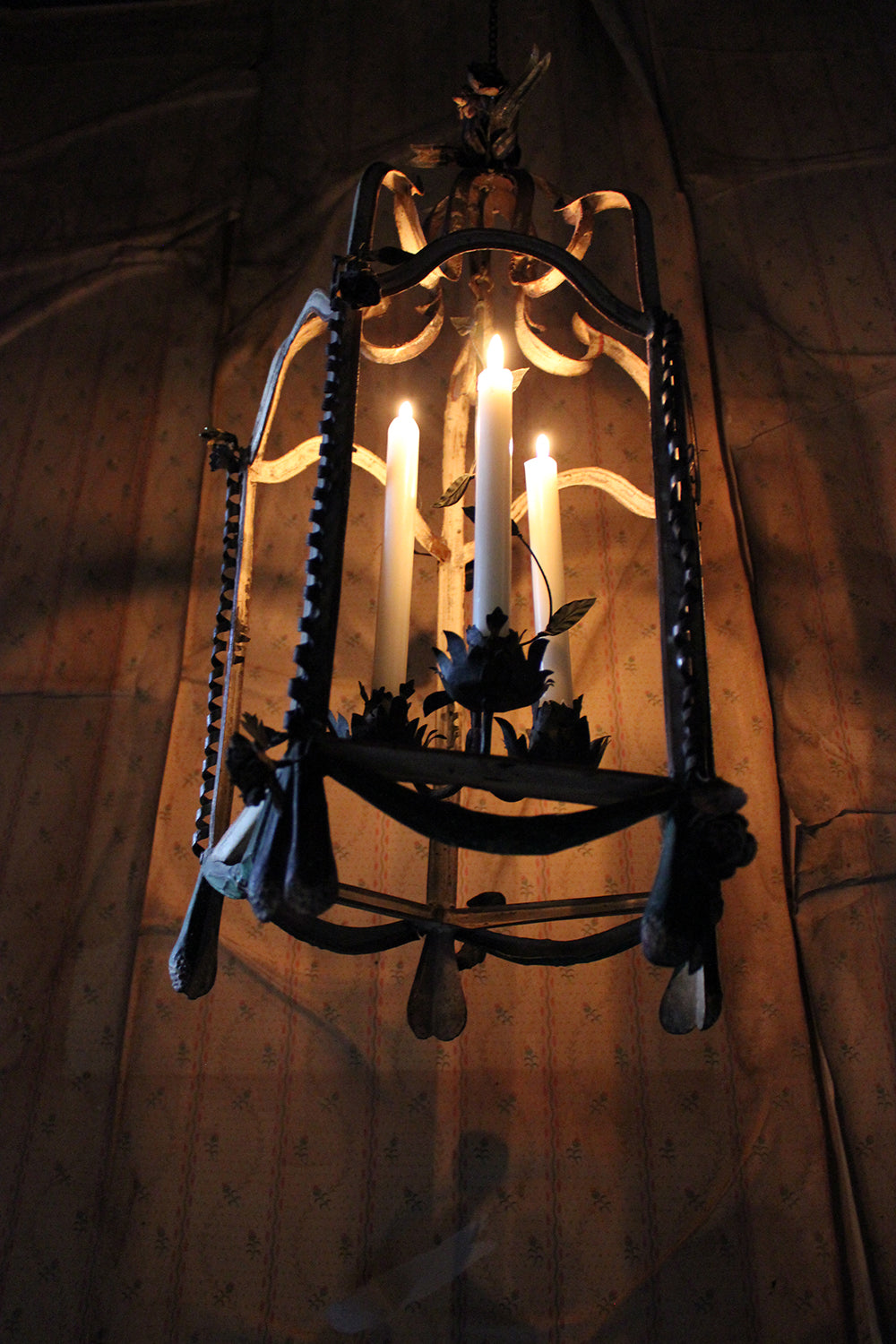 A Glorious Early 19thC French Tôle Peinte Hexagonal Hall Lantern c.1810