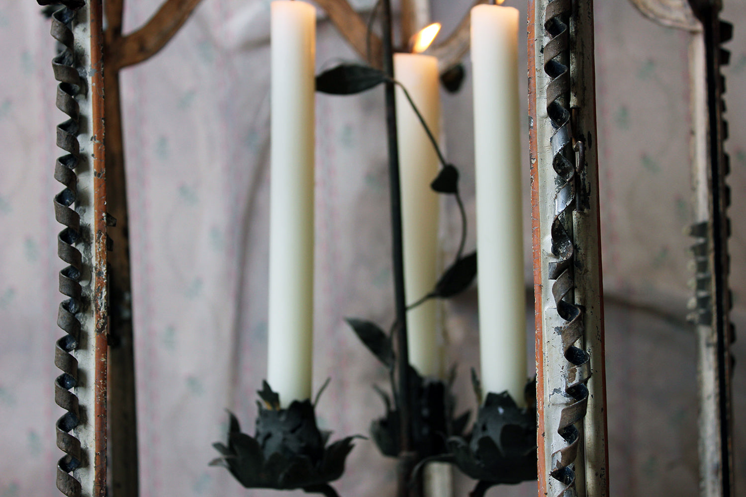 A Glorious Early 19thC French Tôle Peinte Hexagonal Hall Lantern c.1810