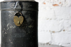 A Delightful Black Japanned Toleware Container; 'Gunpowder' c.1890