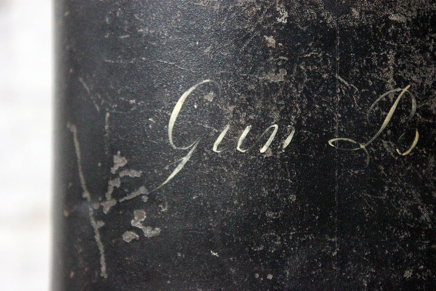A Delightful Black Japanned Toleware Container; 'Gunpowder' c.1890