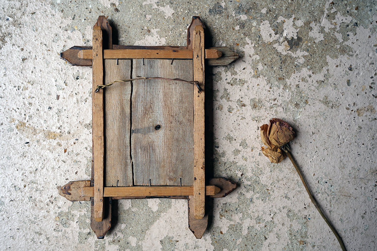 A c.1900 Stained Pine Tramp Art Wall Mirror