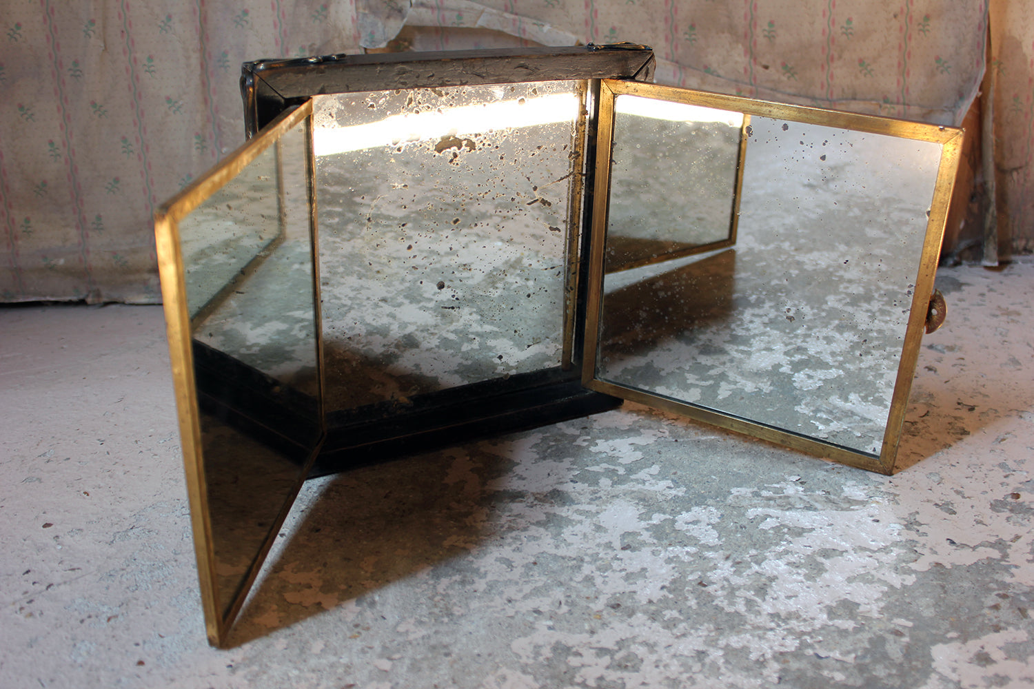 A 19thC French Travelling Triptych Vanity Mirror c.1876