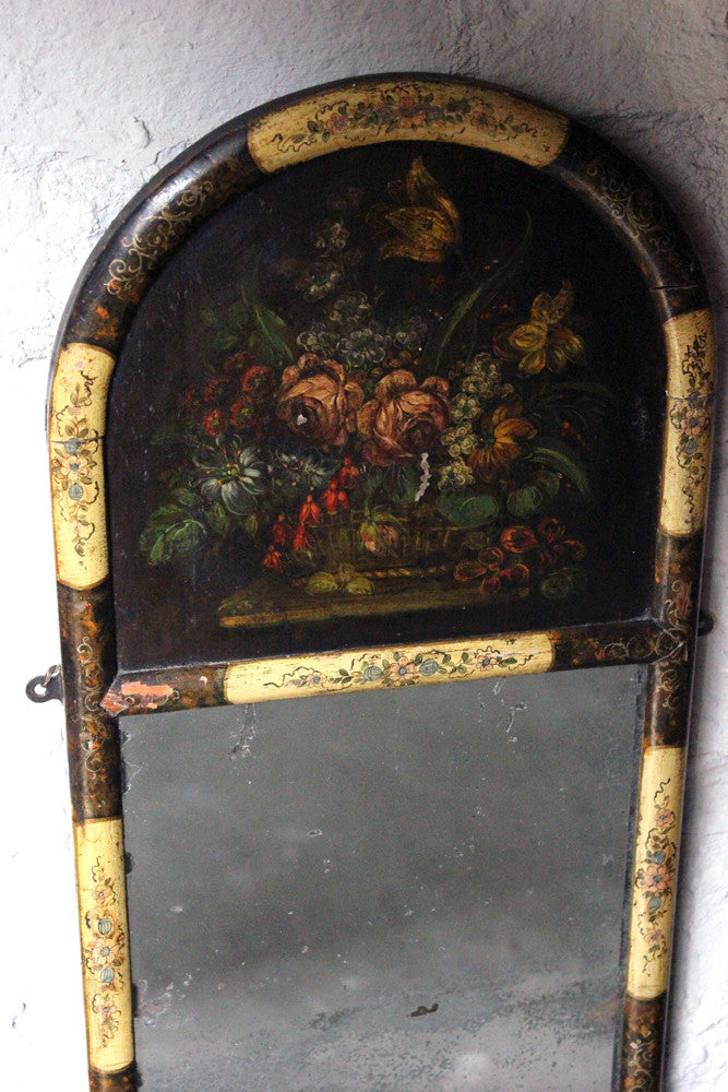 A Decorative Continental c.1800 Painted Trumeau Mirror