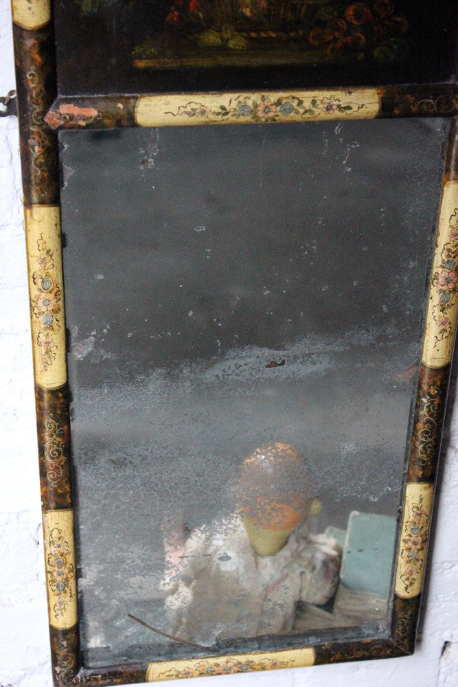 A Decorative Continental c.1800 Painted Trumeau Mirror