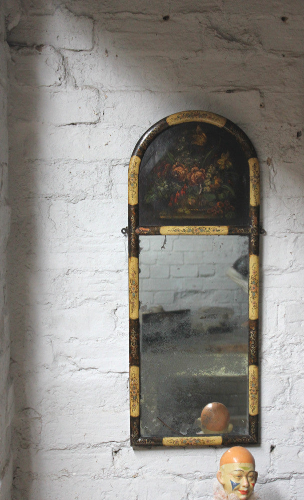 A Decorative Continental c.1800 Painted Trumeau Mirror