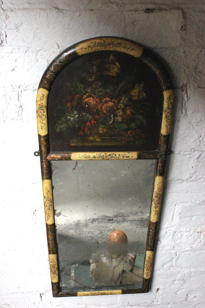 A Decorative Continental c.1800 Painted Trumeau Mirror