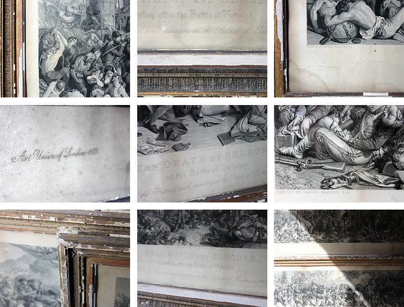 A Decorative Pair of Very Large Gilt-Framed Engravings; Charles W. Sharpe after Daniel Maclise 'The Death of Nelson at the Battle of Trafalgar' published 1876 by Art Union of London and 'Wellington and Blucher', by Lumb Stocks