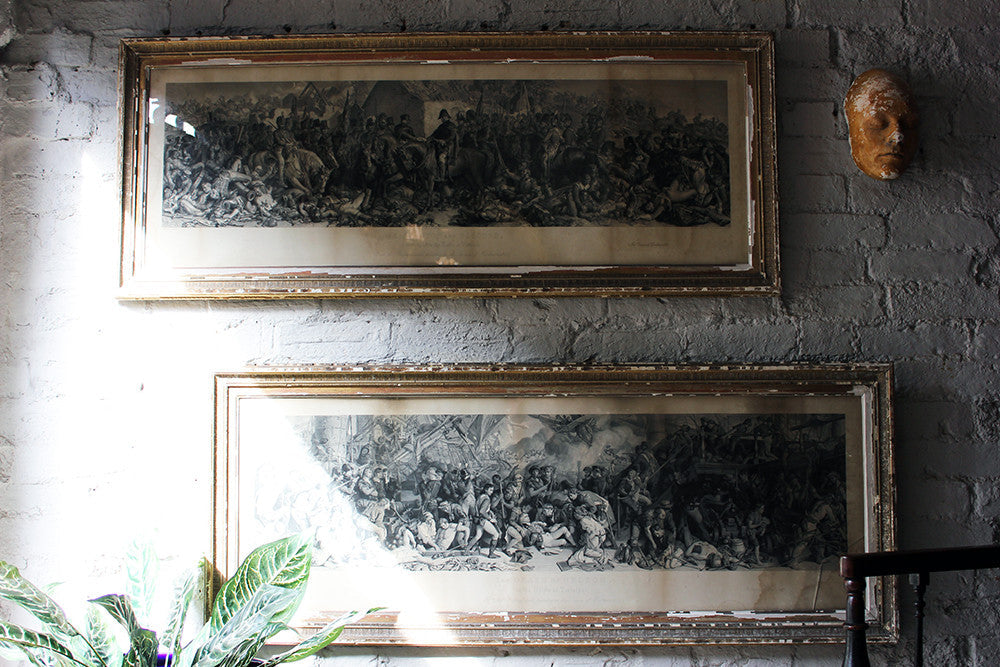 A Decorative Pair of Very Large Gilt-Framed Engravings; Charles W. Sharpe after Daniel Maclise 'The Death of Nelson at the Battle of Trafalgar' published 1876 by Art Union of London and 'Wellington and Blucher', by Lumb Stocks