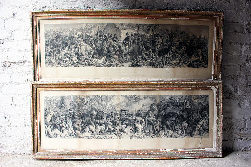 A Decorative Pair of Very Large Gilt-Framed Engravings; Charles W. Sharpe after Daniel Maclise 'The Death of Nelson at the Battle of Trafalgar' published 1876 by Art Union of London and 'Wellington and Blucher', by Lumb Stocks