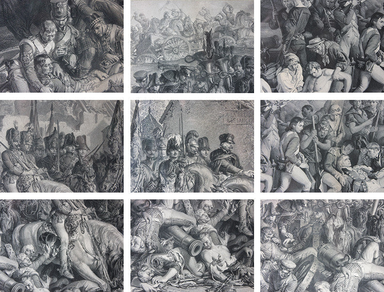 A Decorative Pair of Very Large Gilt-Framed Engravings; Charles W. Sharpe after Daniel Maclise 'The Death of Nelson at the Battle of Trafalgar' published 1876 by Art Union of London and 'Wellington and Blucher', by Lumb Stocks