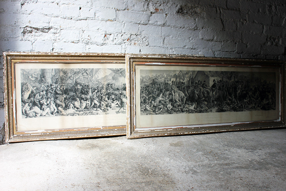 A Decorative Pair of Very Large Gilt-Framed Engravings; Charles W. Sharpe after Daniel Maclise 'The Death of Nelson at the Battle of Trafalgar' published 1876 by Art Union of London and 'Wellington and Blucher', by Lumb Stocks