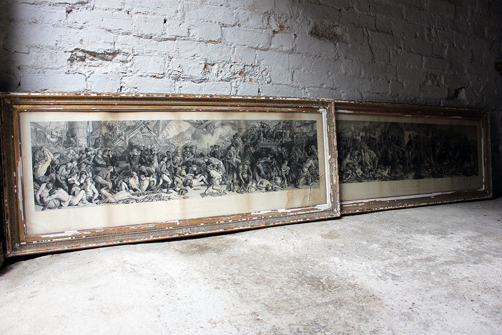 A Decorative Pair of Very Large Gilt-Framed Engravings; Charles W. Sharpe after Daniel Maclise 'The Death of Nelson at the Battle of Trafalgar' published 1876 by Art Union of London and 'Wellington and Blucher', by Lumb Stocks