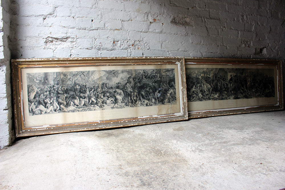 A Decorative Pair of Very Large Gilt-Framed Engravings; Charles W. Sharpe after Daniel Maclise 'The Death of Nelson at the Battle of Trafalgar' published 1876 by Art Union of London and 'Wellington and Blucher', by Lumb Stocks