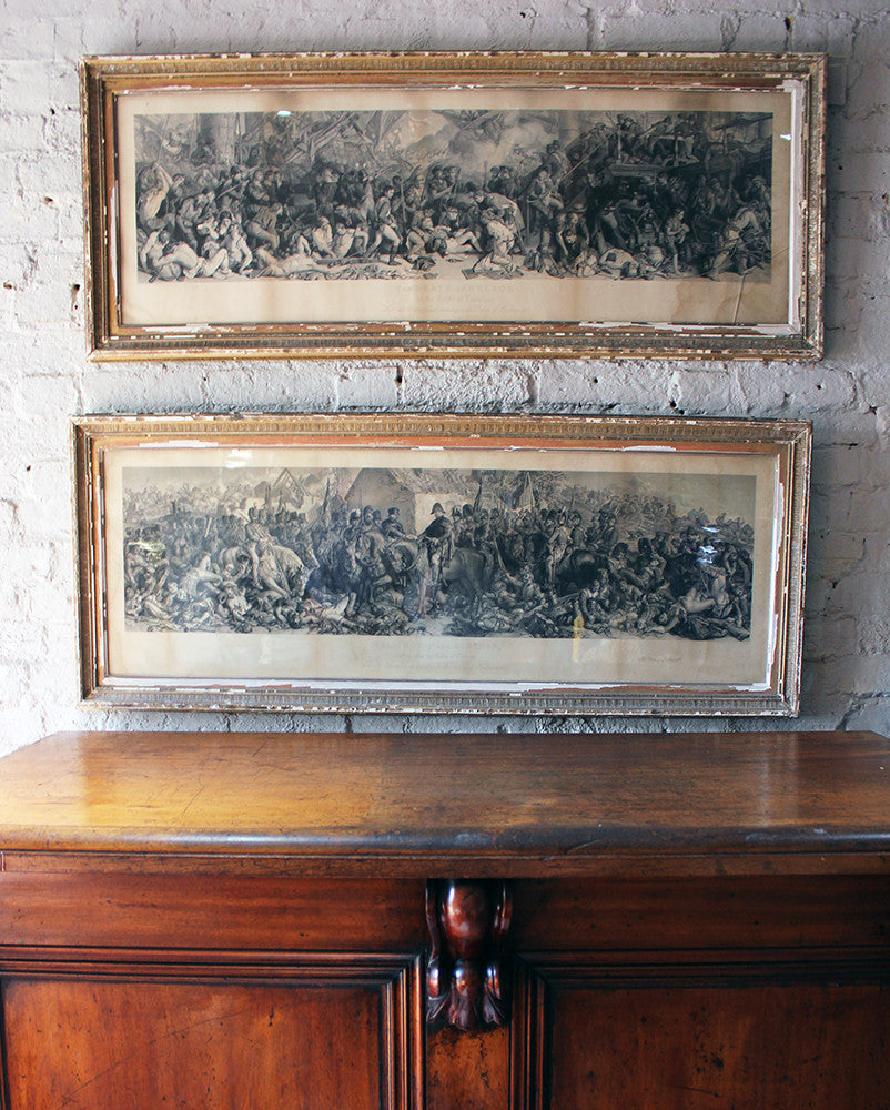 A Decorative Pair of Very Large Gilt-Framed Engravings; Charles W. Sharpe after Daniel Maclise 'The Death of Nelson at the Battle of Trafalgar' published 1876 by Art Union of London and 'Wellington and Blucher', by Lumb Stocks
