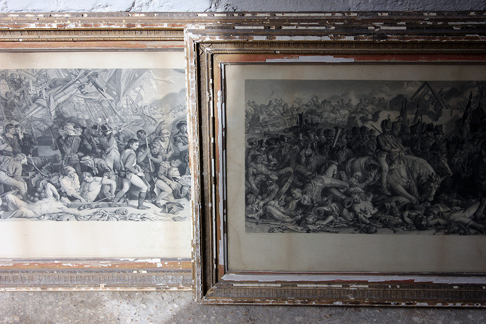 A Decorative Pair of Very Large Gilt-Framed Engravings; Charles W. Sharpe after Daniel Maclise 'The Death of Nelson at the Battle of Trafalgar' published 1876 by Art Union of London and 'Wellington and Blucher', by Lumb Stocks