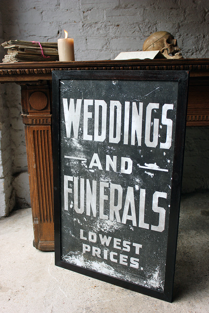 A Fabulous Pair of Opal Glass Painted Undertaker Premises Signs c.1935-45