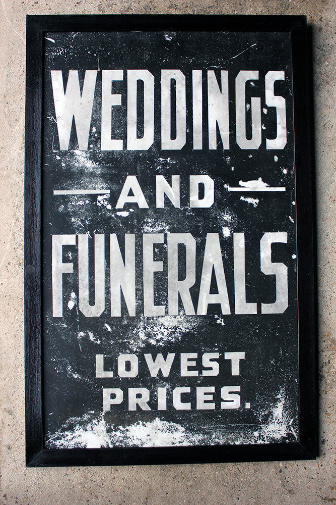 A Fabulous Pair of Opal Glass Painted Undertaker Premises Signs c.1935-45