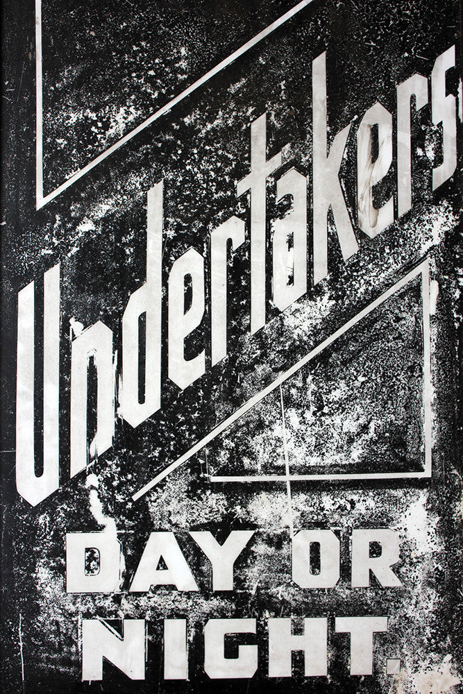 A Fabulous Pair of Opal Glass Painted Undertaker Premises Signs c.1935-45