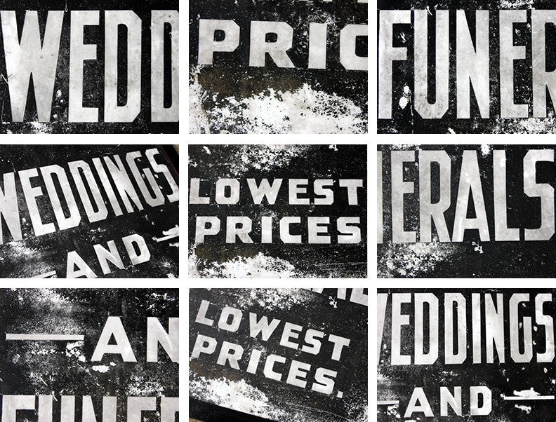 A Fabulous Pair of Opal Glass Painted Undertaker Premises Signs c.1935-45