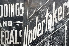 A Fabulous Pair of Opal Glass Painted Undertaker Premises Signs c.1935-45
