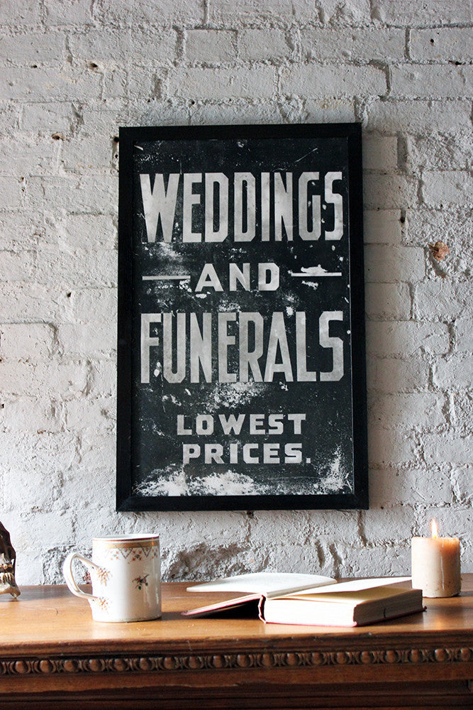 A Fabulous Pair of Opal Glass Painted Undertaker Premises Signs c.1935-45