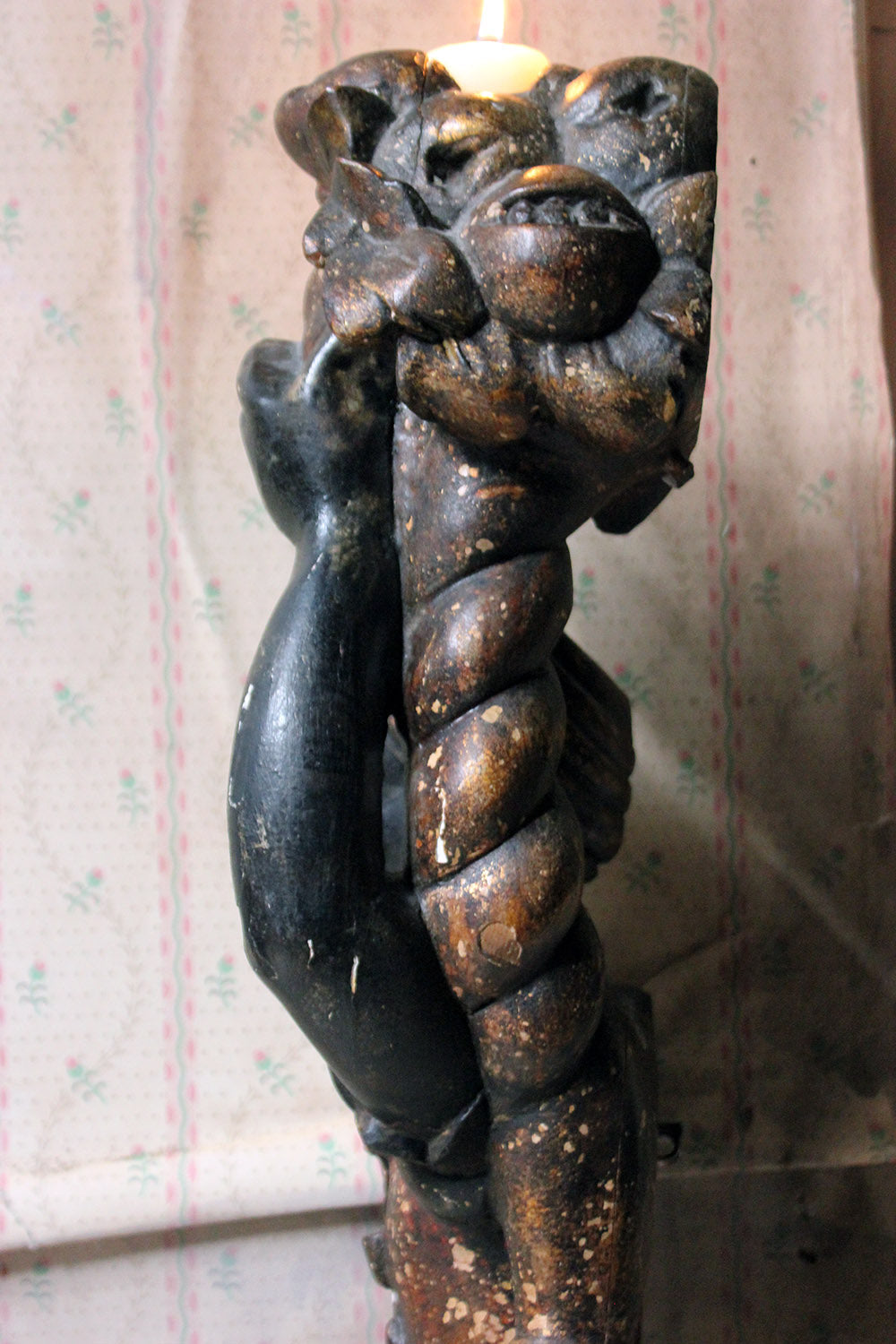 A 19thC Carved & Polychrome Painted Venetian Blackamoor Wall Torchère