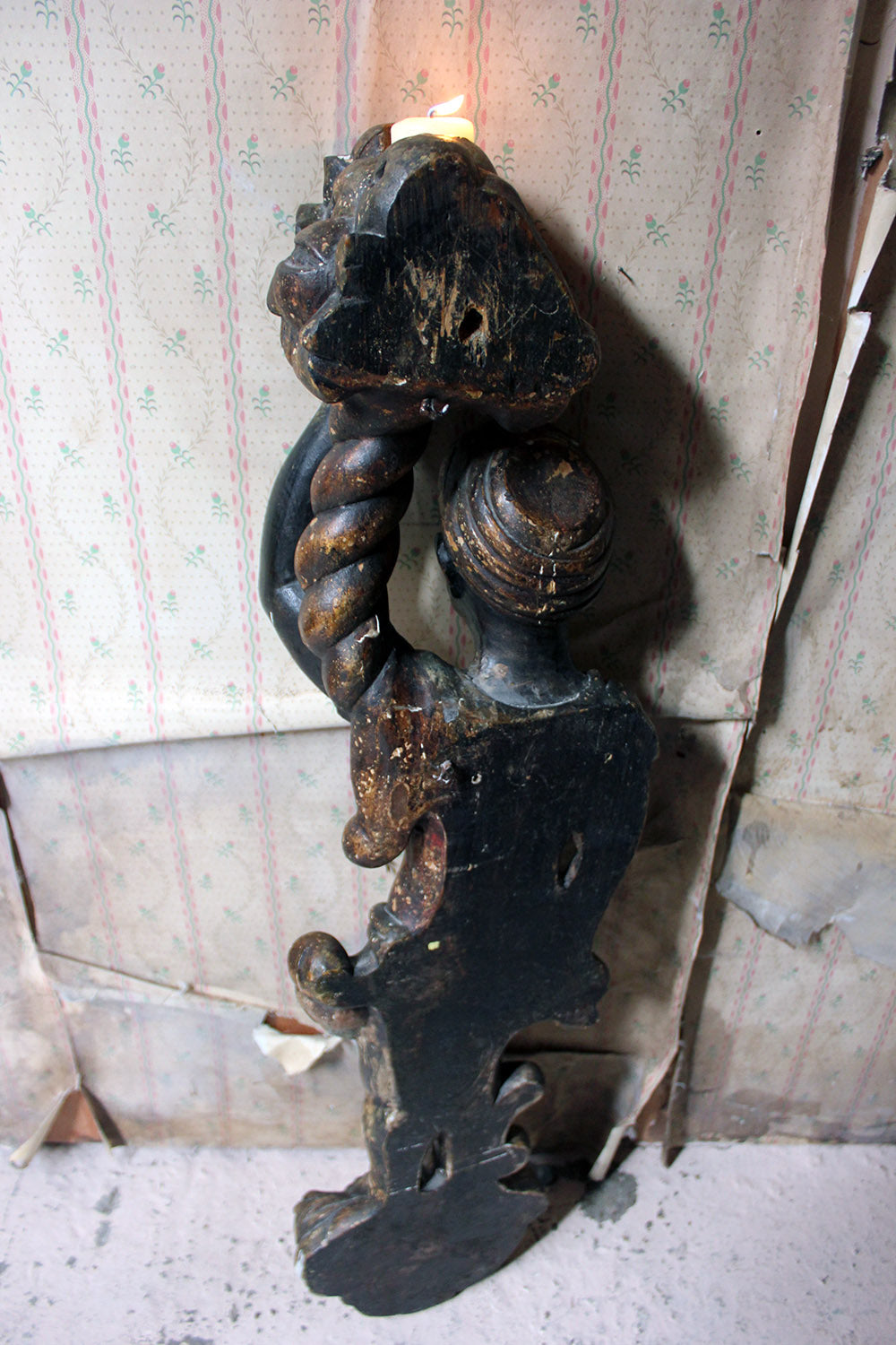 A 19thC Carved & Polychrome Painted Venetian Blackamoor Wall Torchère