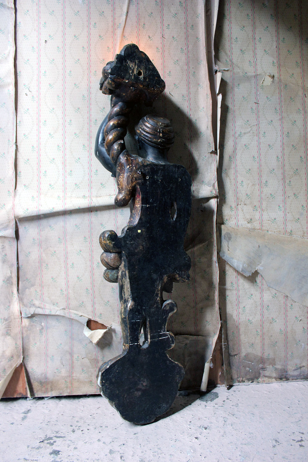 A 19thC Carved & Polychrome Painted Venetian Blackamoor Wall Torchère