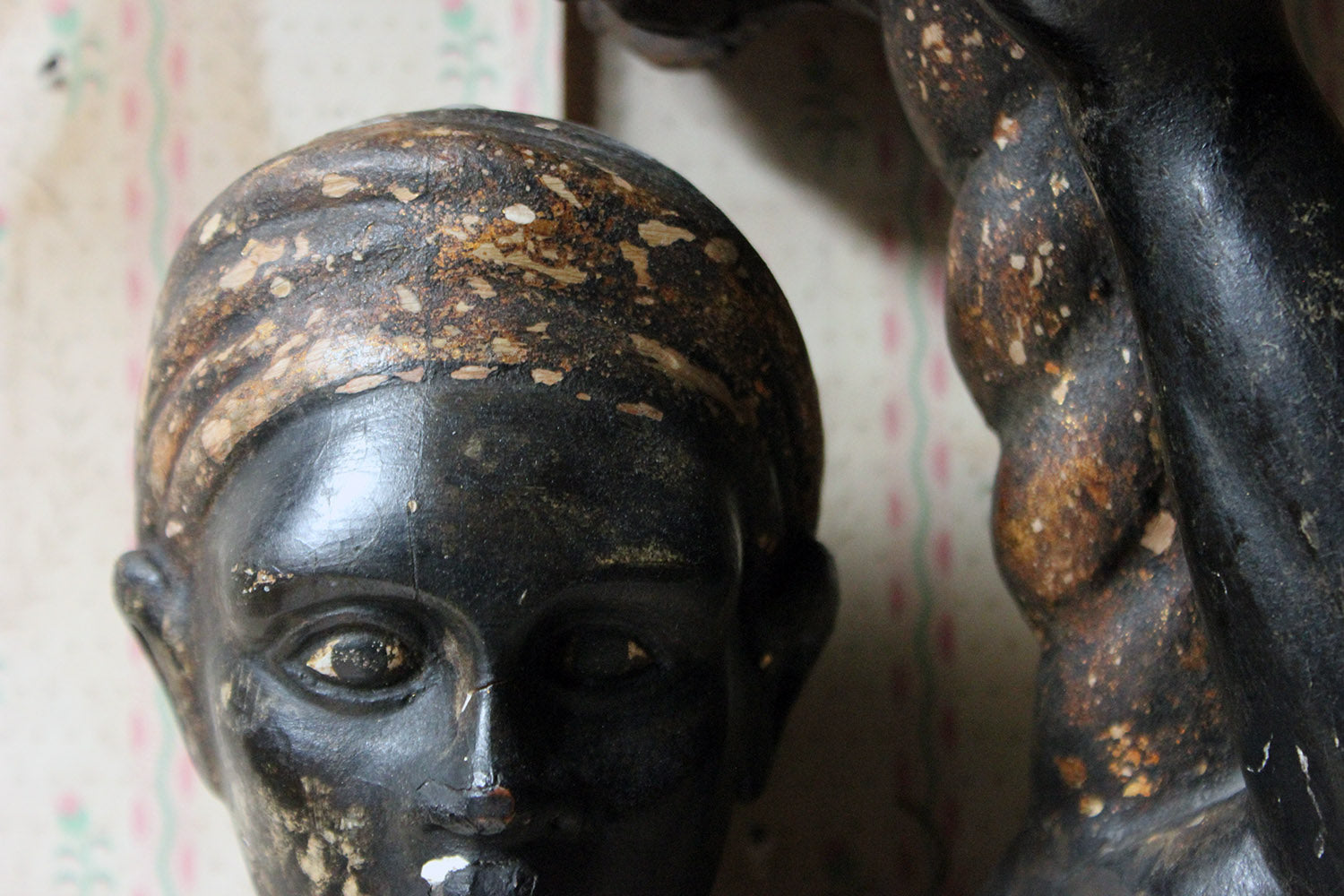 A 19thC Carved & Polychrome Painted Venetian Blackamoor Wall Torchère