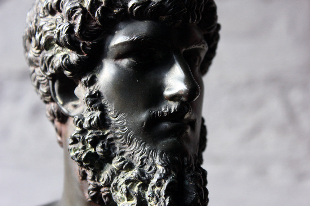A Good Late 19thC Bronze Portrait Bust of Lucius Verus