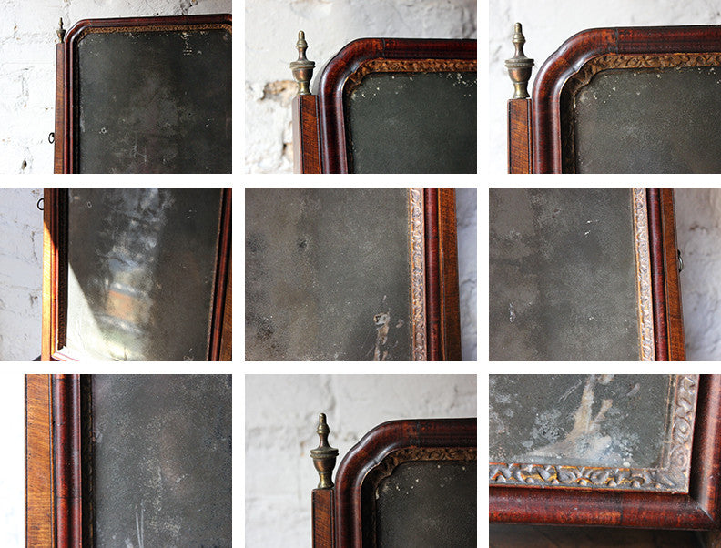A Fine George II Period Figured Walnut Three-Drawer Dressing Mirror c.1730