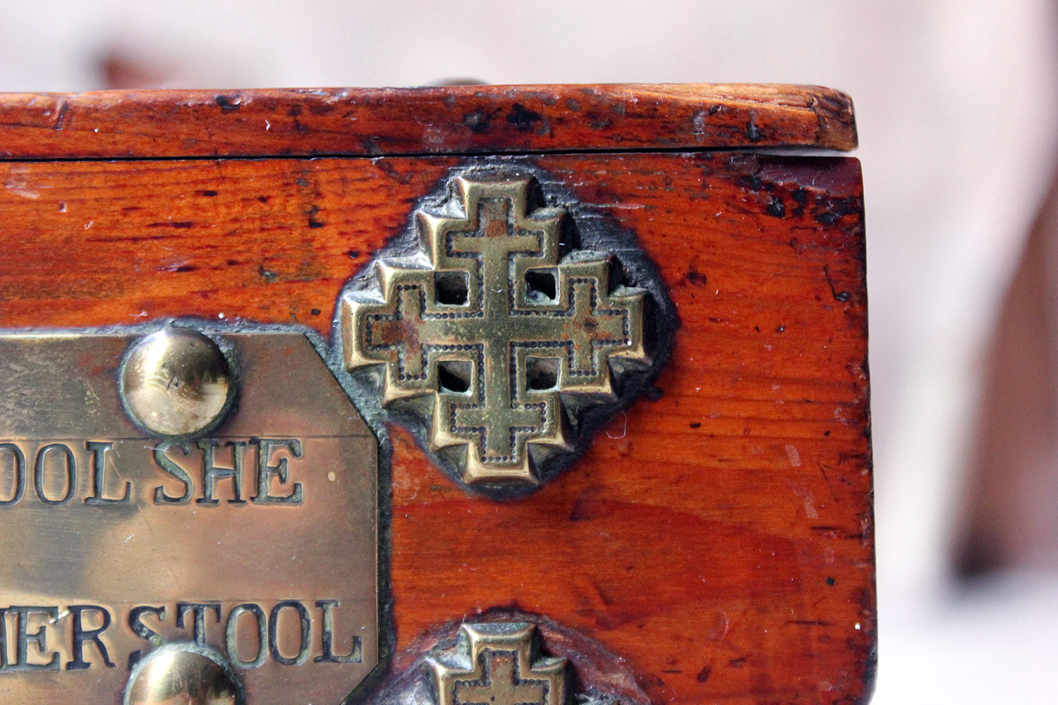 A Folk Art Pine Money Box; “Wee Maggie is no a fool, she puts her money in her stool” c.1900-10