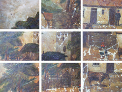 A Charming c.1860 Welsh Naive School Oil on Slate of a Village Scene