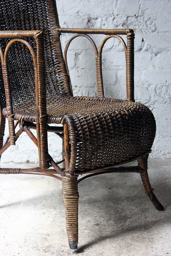 A Charming Edwardian Period Wicker Open Armchair Attributed to Dryad c.1910