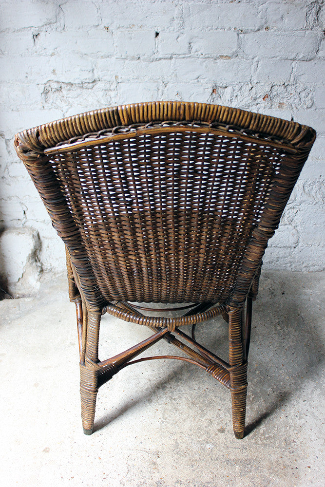A Charming Edwardian Period Wicker Open Armchair Attributed to Dryad c.1910