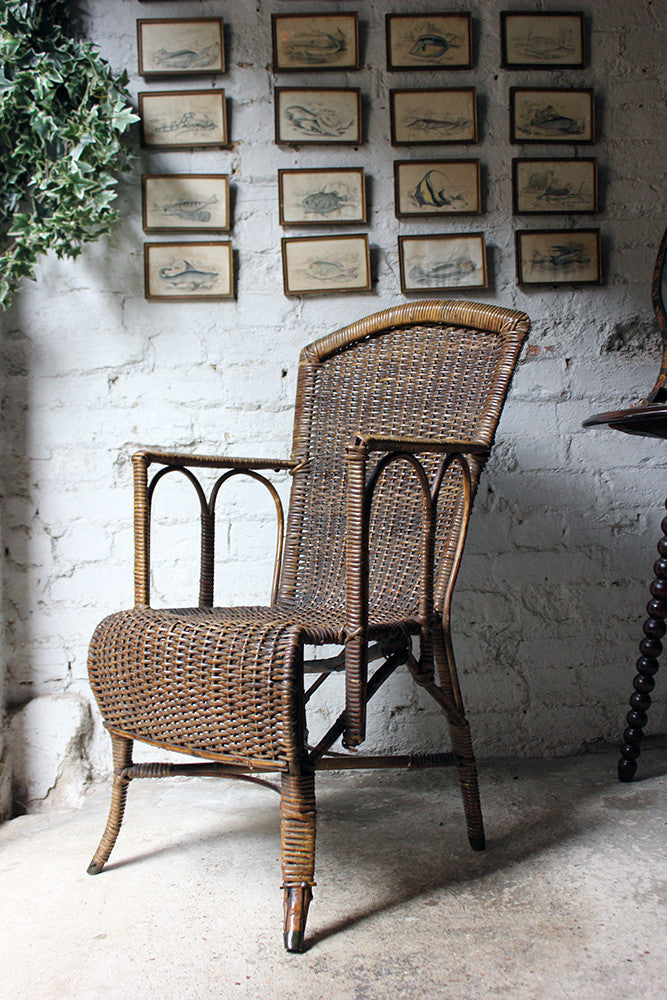A Charming Edwardian Period Wicker Open Armchair Attributed to Dryad c.1910