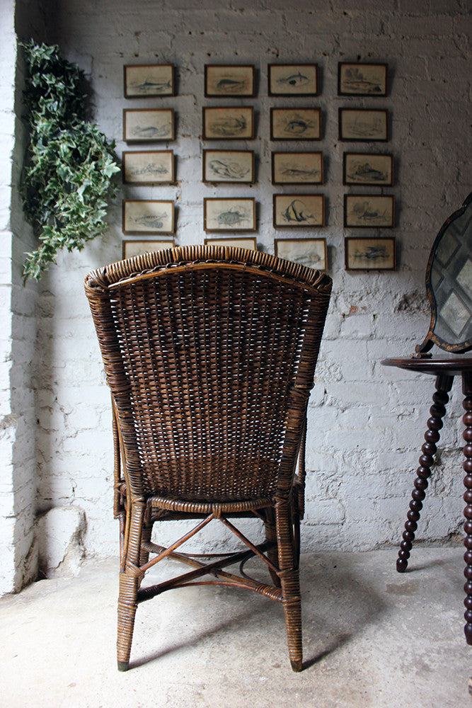 A Charming Edwardian Period Wicker Open Armchair Attributed to Dryad c.1910