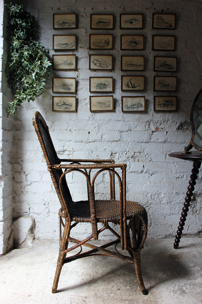 A Charming Edwardian Period Wicker Open Armchair Attributed to Dryad c.1910