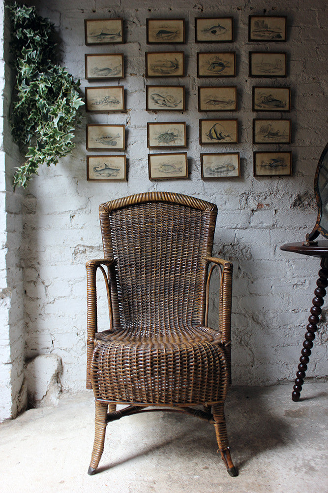 A Charming Edwardian Period Wicker Open Armchair Attributed to Dryad c.1910