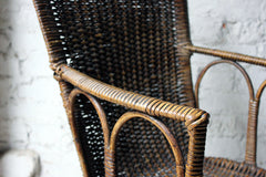 A Charming Edwardian Period Wicker Open Armchair Attributed to Dryad c.1910