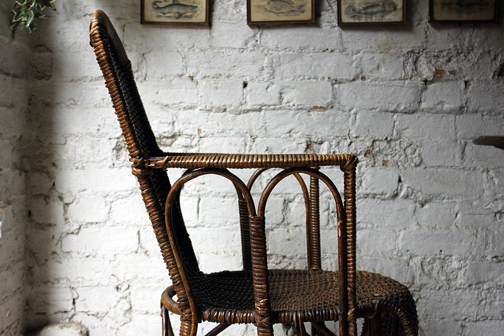 A Charming Edwardian Period Wicker Open Armchair Attributed to Dryad c.1910