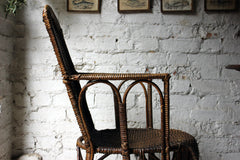 A Charming Edwardian Period Wicker Open Armchair Attributed to Dryad c.1910